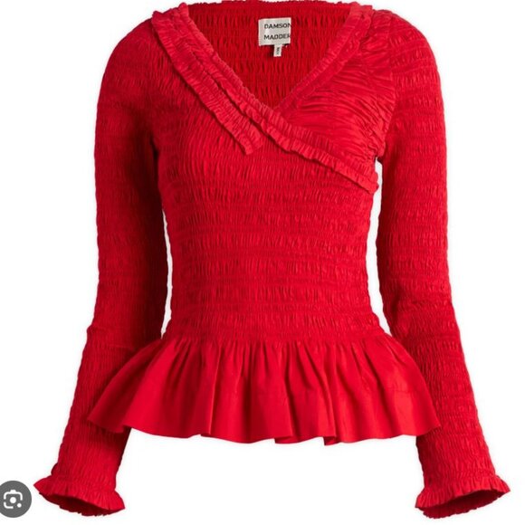 Damson Madder Suri Top Red Shirred - Picture 3 of 5